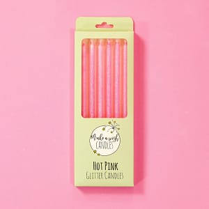 Hot Pink Glitter Candles